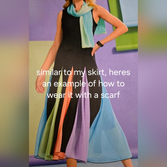 Metrostyle EUC Tulip Linen Panel Skirt 6 turquoise green Black - Picture 9 of 9